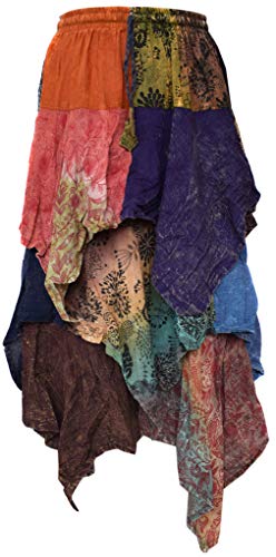 Gheri 3 Layer Asymmetrical Hem Elastic Waist Stonewashed Skirt 3 Layer Asymmetrical Hem Elastic Waist Skirt