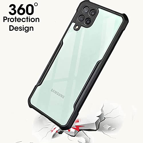 Image of Shockproof Back Cover Case for Samsung Galaxy A22 4G | 360 Degree Protection | Protective Design | Eagle Transparent Back Cover Case for Samsung A22 4G (PC, TPU | Black)