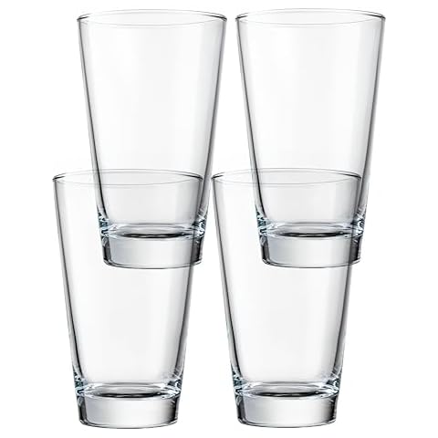 Great Credentials© Pint Drinking Beer Glasses With Tuff Rim, 16 oz - Set of 4 Cover
