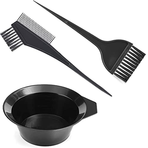 Hair Dye Coloring Set Hair Dye Comb Brush with Mixing Bowl Hair Coloring Applicator Comb DIY Salon Tool plastic bowl