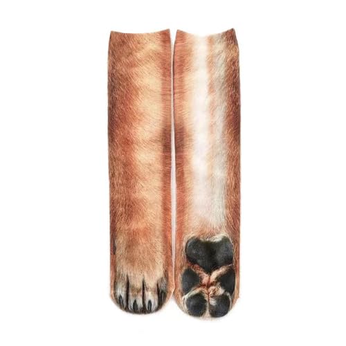 Fengshengli Funny Gifts - 1 par de calcetines de pata de perro, creativos, divertidos, de algodón, regalos novedosos para hombres y mujeres, marrón, 28
