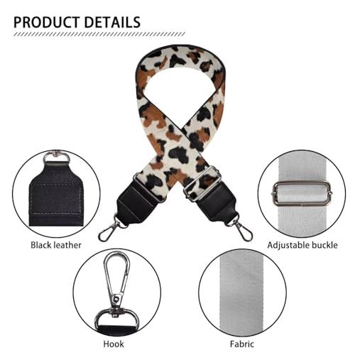 Image of Adjustable Purse Strap for Women, Crossbody Wide Handbag Strap Replacement, Sturdy Bag Strap with Silver Hardware