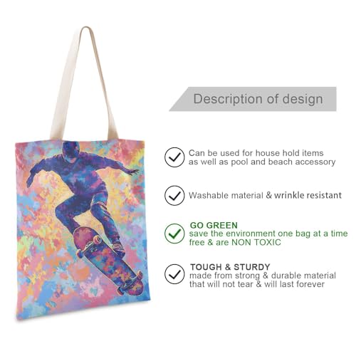 Neon Cyberskateboarders Canvas Tote Bags For Women with handles Canvas Shopping Tote Bags Reusable Shopping Bag for Travelling Bolsa de lona2