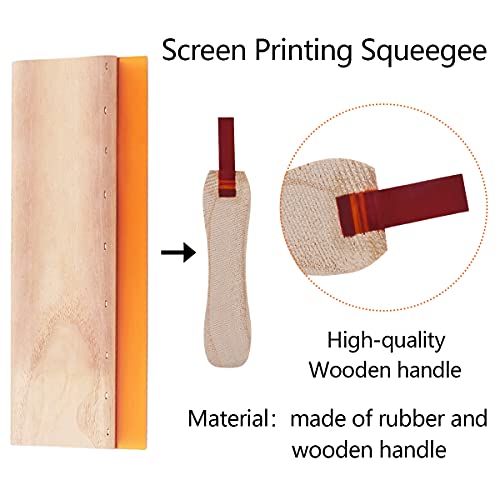 Image of Screen Printing Squeegee, 75 Durometer Wooden Scraper Rubberwood Silk Print, for Printmaking Print Ink Machine 11.8 inch