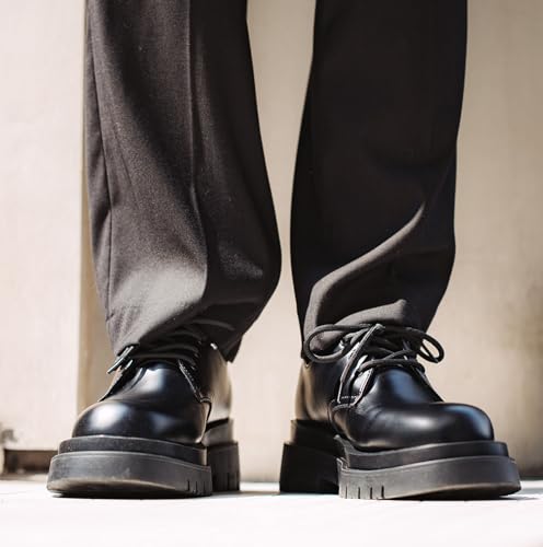 Men's Genuine Leather Thick Soled Round Toe Lace Up Leather Shoes Classic Fashion Boost Business Oxford Derby Shoes4