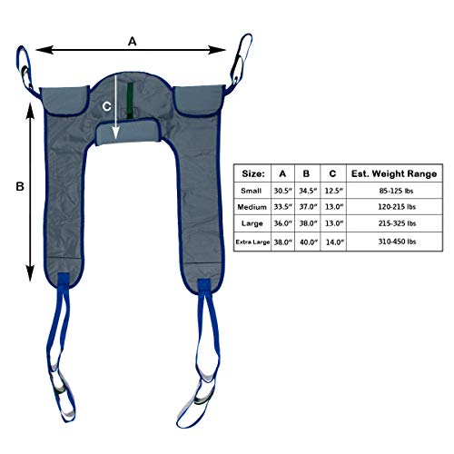 Patient Aid Padded Toileting Sling (Pa122M), With Lower Back Support And Lifting Straps For Moving Patients To And From Commodes And Toilets, Medium 37" X 33.5" Lift Sling Can Hoist 120 To 215 Lbs #TOP5