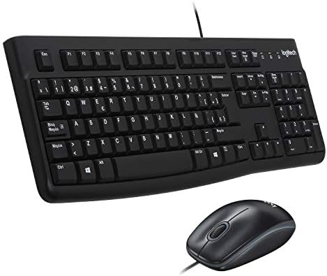 Logitech MK120 Wired Keyboard and Mouse for Windows, Optical Wired Mouse, USB Plug-and-Play, Full-Size, PC/Laptop, QWERTY Spanish Layout - Black