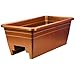 The HC Companies 24 Inch Deck Railing Planter Box - Decorative Lightweight Weatherproof Plastic Plant Pot for Outdoor Balcony, Porch, Garden, Fence, Clay