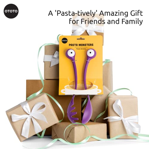 Ototo Pasta Monsters And Salad Servers - Bpa-Free Fun Kitchen Gadgets - 100% Food Safe Salad Spoon And Fork Set - Pasta And Salad Server - 11.93X 3.39 X 2.24 Inch (Purple) #TOP5