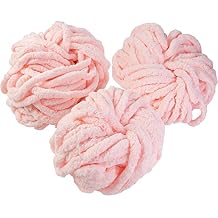 Chunky Yarn for Crocheting & Arm Knitting- Light Pink 3 Pack Jumbo Chenille Yarn, 72 Yards Total, 20mm Super Soft & Thick for Mothers Day Gifts, Blankets, Pillows, Home Decor & Spring Crafts
