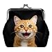 ZYUSHUN Veganes Leder Münzgeldbörse Wickeltasche Vintage Geldbörse mit Drucken für Frauen Mädchen schöne orangefarbene Katze, mehrfarbig, 3.3x3.6 in/11x12 cm, Vintage