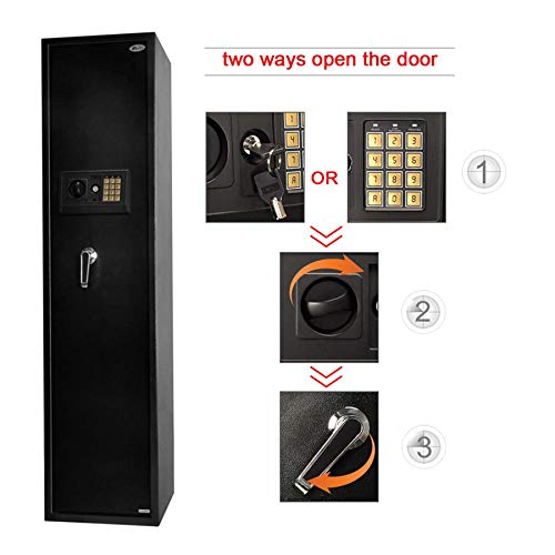 Moutec Large Rifle Gun Safe, Quick Access Rifle Gun Safe, 5-Gun Metal Rifle Gun Security Cabinet for Rifle with/Without Scope with Separate Pistol/Handgun Lock Box (Digital Keypad-Non Biometric) - Thumbnail 3