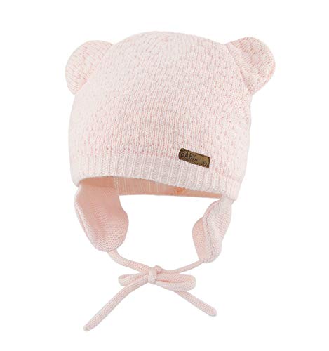 Image of Bestjybt Baby Hat Cute Bear Infant Toddler Earflap Fleece Lined Beanie Warm Caps for Fall Winter (Pink-B, 0-6 Months)