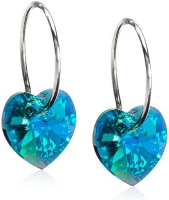 Blomdahl | Hypoallergenic | Natural Titanium Crystal Heart Pendant Earrings | Best Choice For Sensitive Ears