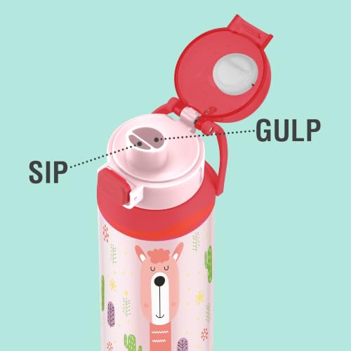 Image of Milton Steel Helio 600 Thermoware Water Bottle 520 ml with One Touch Safety Lock & Twin Lid Sip or Gulp, Long Hours Hot & Cold, Leak Proof, ISI Certified, PU Insulated, for Kids, School, Light Pink