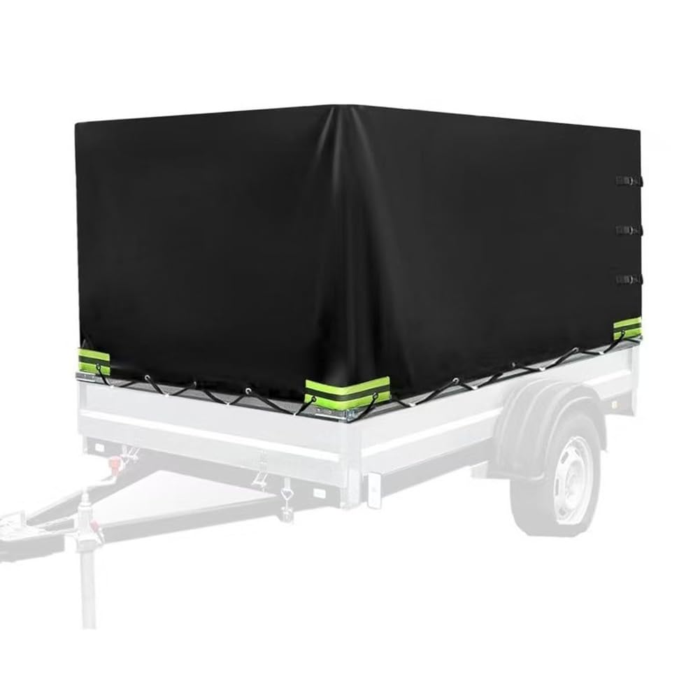 Funda para remolque, impermeable y resistente al viento, poliéster Oxford 420D, para remolques de volquete de 210 x 114 x 90 cm, color negro