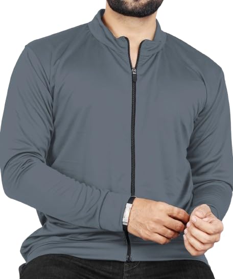 Men Solid Polyester Sports Jacket Long Sleeves Full Zip with Pocket Gym, Running & Travel Upper Wear-picture-27