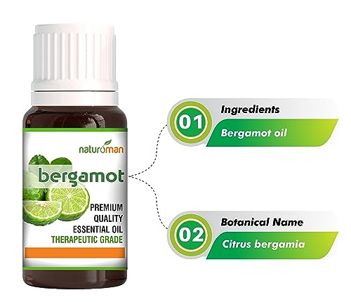 Image of Naturoman Bergamot Essential Oil | 100% Pure & Natural | Undiluted Therapeutic Grade, Hair & Skin Care, Diffuser Aromatherapy Massage, Topical & Household Uses | Pack of 1 | 30 ml