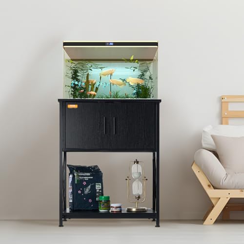 VEVOR Aquarium Stand, 20 Gallon Fish Tank, 25.6 x 16.5 x 31.9 in Steel and MDF Turtle Tank, 167.6 lbs Load Capacity, Reptile Tank With Storage Cabinet and Embedded Power Panel, Black by VEVOR - Image 8