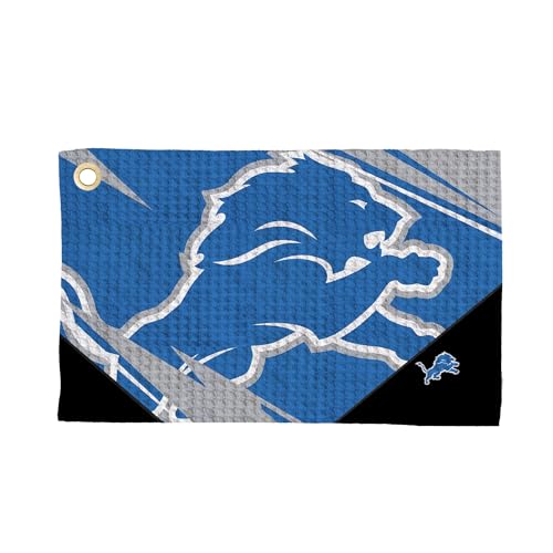 Northwest The Company Official NFL Microfiber Waffle Fabric Fan Golf Towel with Grommet 16 x 25 Shred Team Colors (Detroit Lions)