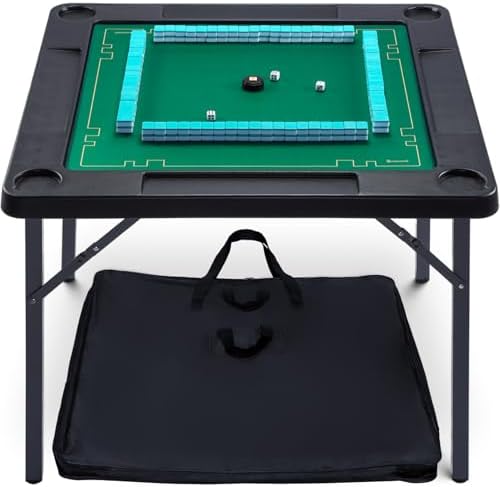Queensell 35" Folding Game Table, Domino Table, Mahjong Table wit...