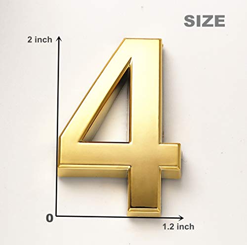 Image of Mailbox Numbers, 2 Inch Door Address Numbers Stickers for Apartment /Office /Home Room, Golden Shinny, Pack of 1 Set, 10 Pcs 3D numbers.(2 inch 10 Pack (0-9), Brass)
