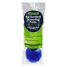 EVERCLEAN 3 Pack Non-Scratch Scouring Pad - Plastic Mesh Scourers Safely Clean Glass, Nonstick Cookware & Bakeware - 3-1/2" in Diameter Assorted Colors 6225.0
