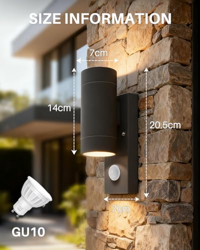 Luces de pared para exteriores PIR con sensor de movimiento lámpara de aluminio IP65 GU10 3