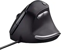 Trust Mouse vertical USB sustentável Bayo, reduz a tensão no braço e no pulso, 800-4200 DPI, 6 botões, cabo de 150 cm, mouse ergonômico com fio para Windows, PC, laptop, Mac – Preto