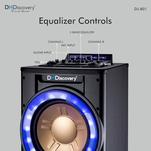 Image of DH Discovery DJ 801 Party Speaker 3000 W Bluetooth Tower Speaker (Grey, 2.0 Channel)| 1 Year Warranty