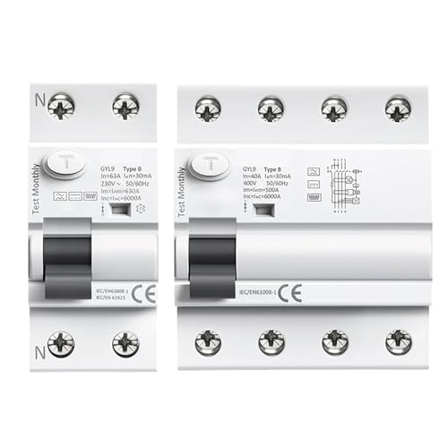 Interruptor diferencial Tipo B 2P 63A 30mA para protección contra corriente continua residual