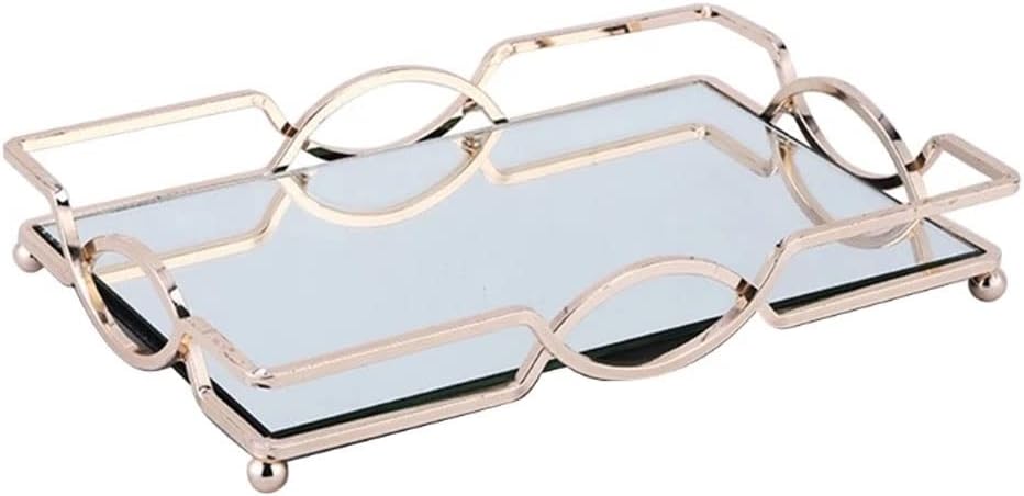 Rectangle Mirror Tray Perfume Jewelry Display Dresser Vanity Serving Tray Storage Makeup Organizer for Bathroom Kitchen Decor (Transparent 1)