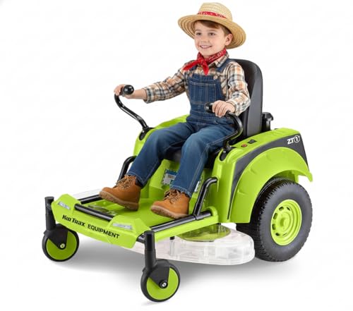 Kid Trax 12V Zero Turn Lawn Mower Toodler Toys - Ride on Toy, Outdoor Toys, Tractor Toy, Riding Mower, Ride On Tractor, Dual Handle, Twist and Turn, Speed to 3MPH, Max Weight of 77lbs, Age 3-7, Green