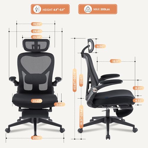 Image of FLEXISPOT Foldex Ergonomic Office Chair, Folding Chair for Small Spaces with Lumbar Support, Flip-up Armrests, 3D Headrest, Desk Chairs with Footrest for Work,Video Game,Gift (Foam Seat, Black)