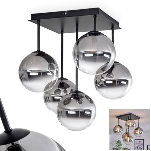 Lampe de plafond rétro en verre fumé Chehalis pour sublimer l'ambiance du salon