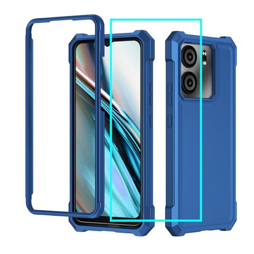 for BLU View 5 Phone Case/Blu F5 5G Case with Screen Protector Blue View 5 Phone Case Front Bumper PC Hard Back Full Body Protection Rugged Military Grade Shockproof Cover for Blu View 5 B160V Blue