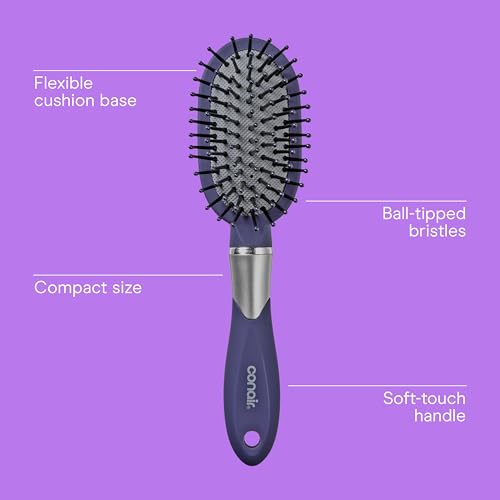 Conair Hair Brush, Totally Smooth Mini, Gentle Detangling, Blue - image 3