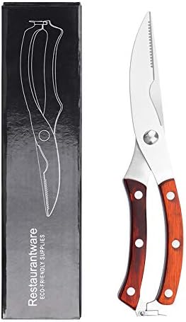Yitual Kitchen Shears, Poultry Shears, Good Grips, Anti-rust, Heavy Duty Stainless Steel Multipurpose Ultra Sharp Utility Scissors with Wooden Handle and Safety Clip, Dishwasher Safe