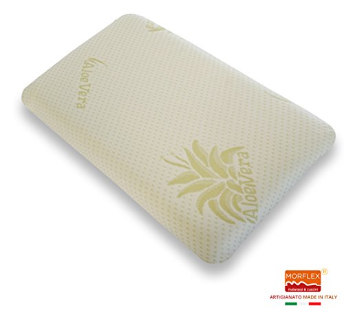 Morflex® - Cuscino per bambino, in Memory Foam Traspirante certificato Oeko Tex®, antisoffoco per culla o lettino, con rivestimento sfoderabile in Aloe Vera, misure 30 X 46 X 6 cm Produzione Italiana