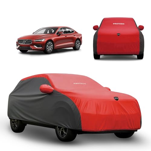 Image of PROTEGO Prime Series India's 1st Anti-Tear Car Cover for Volvo S60 | Heavy-Duty, Custom Fit, All Weather Protection | 100% Waterproof, Windproof & Hail Resistant | 2-Year Warranty | Red + Black