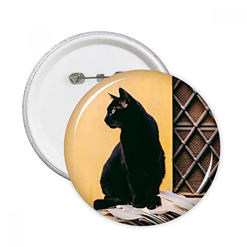 Badge rond chat noir pins bouton vêtement décoration multicolore taille L