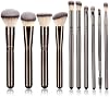 Set de 10 Brochas de Maquillaje Negro y Marrón - Mango de Madera con Cerdas Sintéticas Suaves, para Rostro y Ojos | Set Profesional para Mujeres y Niñas | Nylon 2