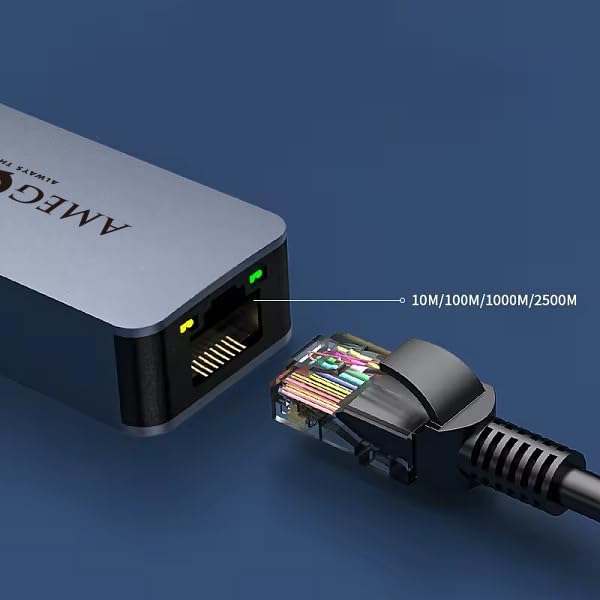 Image of Amua32 USB C-LAN 2.5G Port, Speed: 10M /100M / 1000M / 2500Mbps, for Projector, Monitor, TV, USB C Phone, Laptop, Black