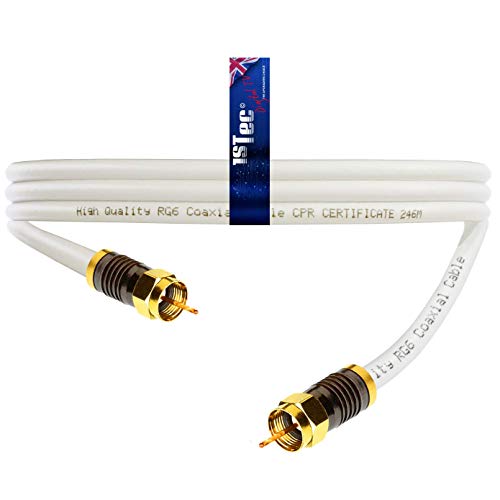 1STec 5 Metre Long Virgin Media White Isolator Wall Box 5m Link Lead for connecting to 2 or 3 Way Splitters V6 Digital Set Top Boxes or Broadband Cable Modems (500 cm Lead, White)