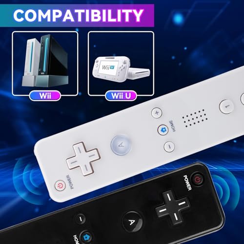 Image of TechKen 2 Pack Wii Remote Controller with Silicone Case and Wrist Strap for Wii U