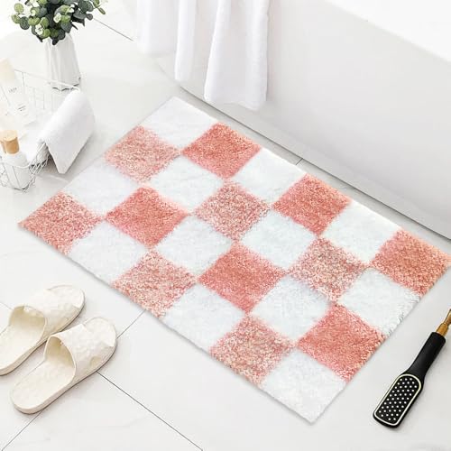 AIBIIN Tapis de bain antidérapant, tapis de salle de bain extra doux, tapis en microfibre moelleux et absorbant pour baignoire, tapis de salle de bain...
