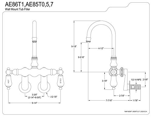 Mitigeur baignoire Kingston Brass AE85T0 noir mat avec douchette