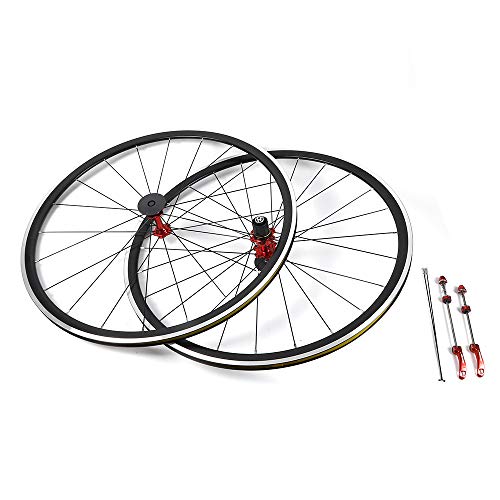 Road Bicycle Bike Wheel, 700C Wheel Front Rear Wheelset Brake C/V 7-11 Speed, Aluminium Alloy Rim Front+Rear Bike Wheelset with Quick Release Lever Skewer, Rim Height 30mm US Stock