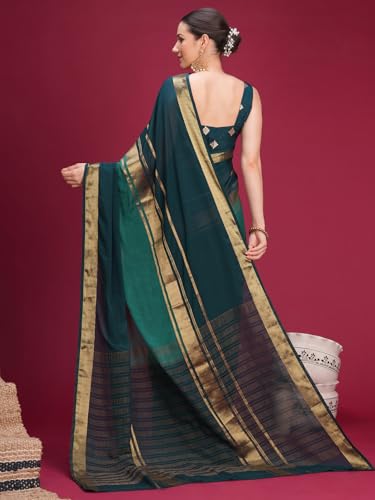 Image of AKHILAM Women's Mysore Silk Ombre Woven Design Saree With Unstitched Blouse Piece (KUSUM4101 NSM Parent)