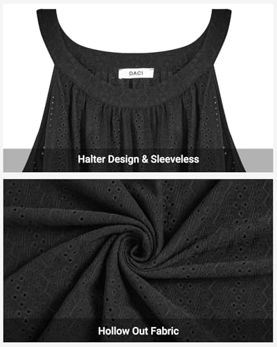 Daci Plus Size Swimsuit Cover Ups - Women Halter Hollow Out Bathing Suit Beach Coverup Sun-Dress3